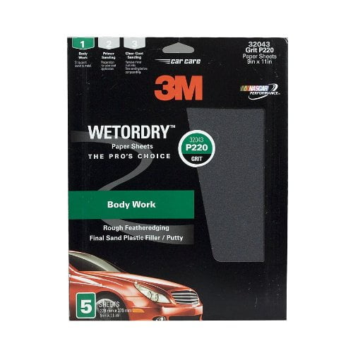 3M-32043 5//PK 3M 32043 220 GRIT 9/"X11/" WET OR DRY