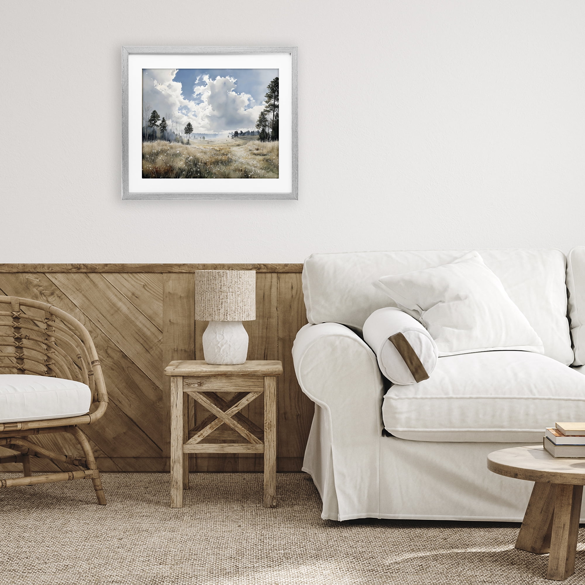 Stupell Industries Blue Kissed Landscape Gray Framed Print Under Glass, design by Franklyn Gregory