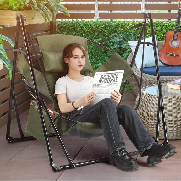 LAZY BUDDY Hammock Stand with Swing Chair, 2 in 1 Convertable Steel Stand for Hammock, Swing Chair, with Carrying Bag, 330lbs Capacity