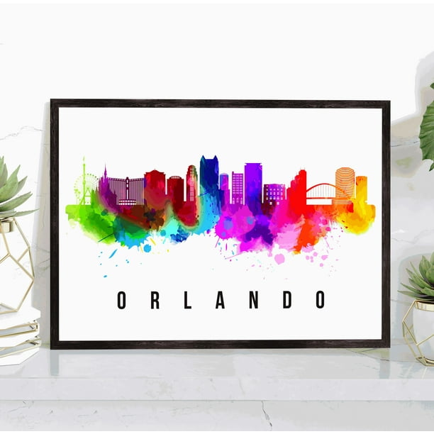 Pera Print Orlando Skyline Florida Poster, Orlando Cityscape Painting
