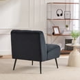 thumbnail image 4 of Armless Accent Chair, Upholstered Chair, Velvet Accent Chair with Black Metal Legs, Black for Living Room, Bedroom, Office, 4 of 11