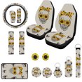 thumbnail image 1 of Funda para asiento delantero de coche con estampado universal de girasol y calavera, juego de 15 piezas más accesorios, 1 of 1
