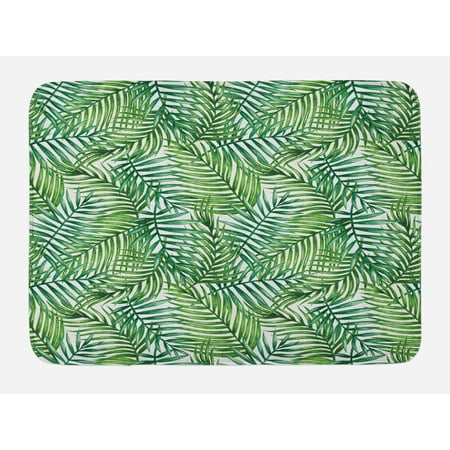 Leaf Bath Mat Watercolor Print Botanical Wild Palm Trees Leaves