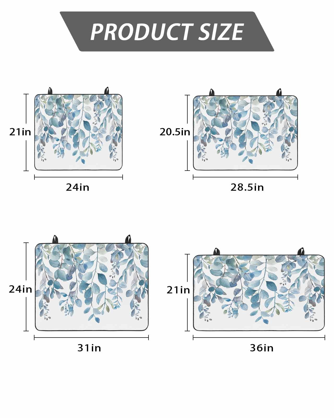 Stove Top Covers for Electric Stove, Blue Eucalyptus Leaves Glass Stovetop Cover Protector, Watercolor Botanical Weeping Induction Cooktop Protector Oven Mat for Kitchen Countertop 24"x21"