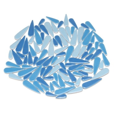 Uxcell Ceramic Mosaic Tile, About 200g Teardrop Flower Leaf Tile Mosaic Block for Handicrafts, MIxed Sky Blue