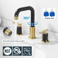 thumbnail image 6 of Wowow 8 in. Widespread Double Handle Bathroom Faucet in Black and Gold Included Pop-Up Drain and Aerator, 6 of 8