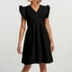 thumbnail image 2 of Vestido informal de color liso para mujer con mangas colgantes de encaje y mini falda - Poliéster, diseño con volantes y cuello en V, apto para mujeres embarazadas, 2 of 4