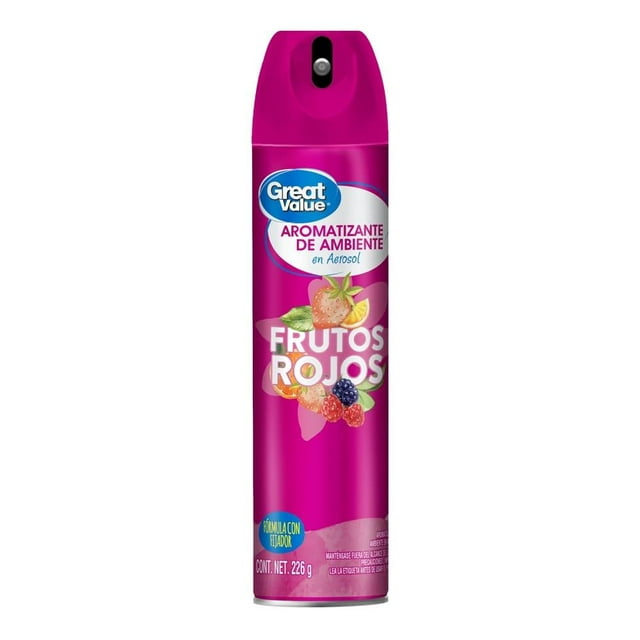 Aromatizante ambiental Great Value en aerosol frutos rojos 226 g