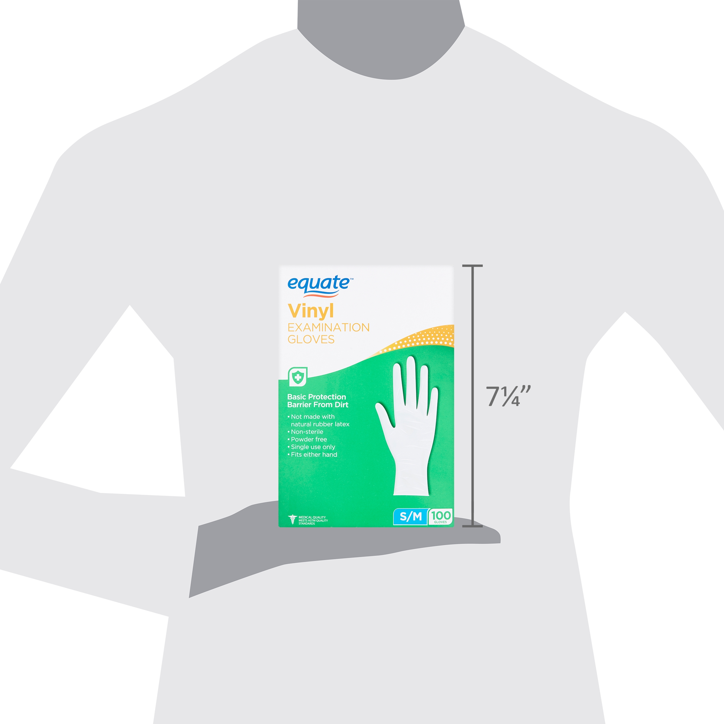 Equate Vinyl Examination Gloves, Small / Medium, 100 Count