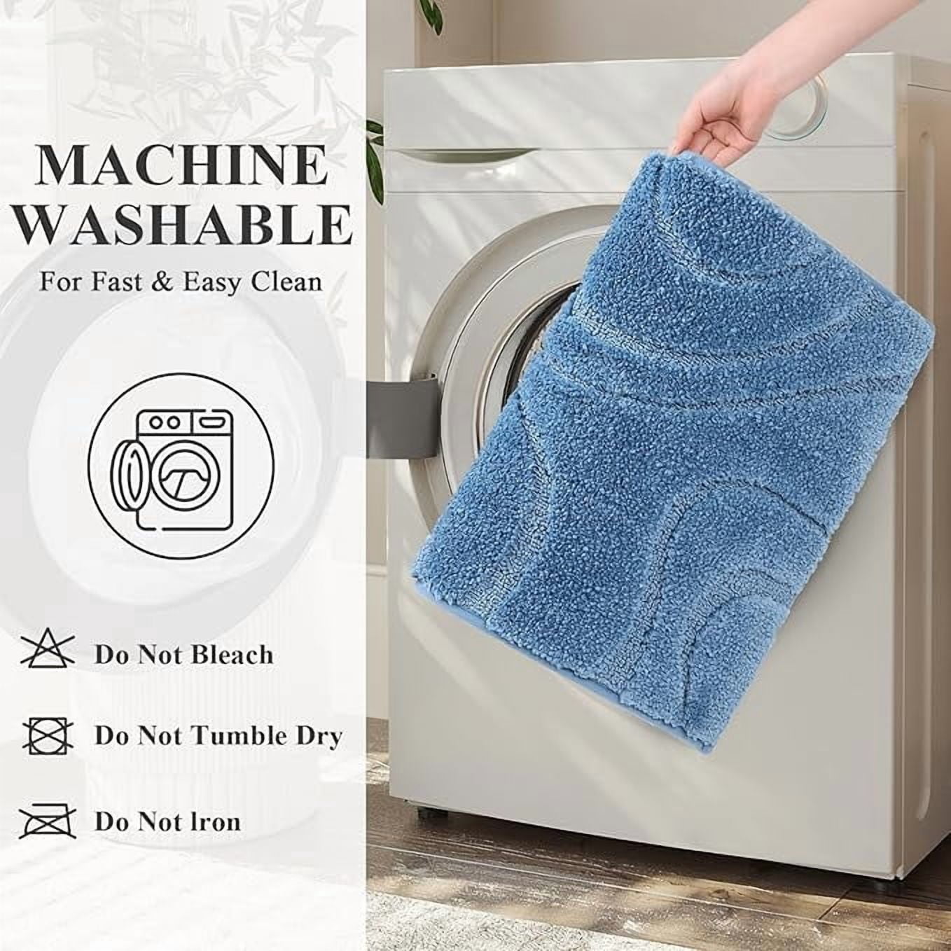 Bathroom Rugs Sets 5 Piece, Soft Absorbent Microfiber Bath Mat for Bathroom, Non Slip Washable Bath Rug Set with Toilet Cover, Bath Runner and U-Shaped Contour Toilet Rug,