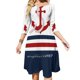thumbnail image 1 of l Vestido elegante dulce con rayas azul marino y blancas y ancla roja para mujer Vestido coreano kawaii con cuello cuadrado y ancla, 1 of 6