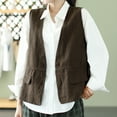 thumbnail image 1 of Mareep Blouses Sans Manches pour Femmes M-2TG Veste Ample en Coton Sergé Rétro, 1 of 4