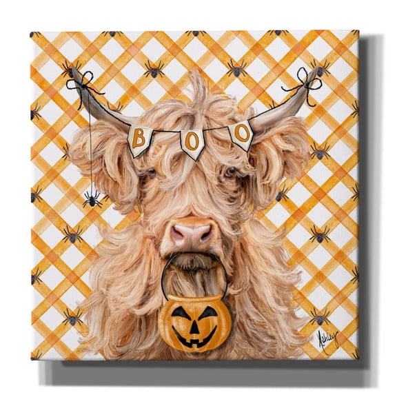 Epic Graffiti 'Halloween Highland Cow' by Ashley Bradley Canvas Wall Art, 12" x 12"