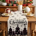 thumbnail image 4 of Christmas Tree Black Cotton Linen Table Runner for Dining Kitchen, Merry Xmas Snowflakes Rustic Vintage Wedding Outdoor Party Tablerunners Decoration, Dresser Scarf Coffee Tablecloth Runners 13"x120", 4 of 9