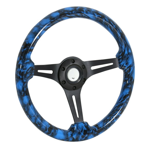 SpecD Tuning Universal 2" Black And Blue Skulls 350MM Sport Racing