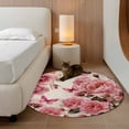 thumbnail image 2 of Round Rug 3.3Ft Washable Non-Slip, Pink Roses Circle Area Rugs for Living Room Bedroom, Spring Floral Elegant Pastoral Butterfly Retro Indoor Floor Mats Carpet Runner for Home Decor Aesthetic, 2 of 8