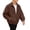 Coffee, variant on Hulanddfd Mens Jacket Zip Up Collared Bomber Coat, Brown Long Sleeve Casual Outerwear with Pockets & Ribbed Hem, Daily Wear