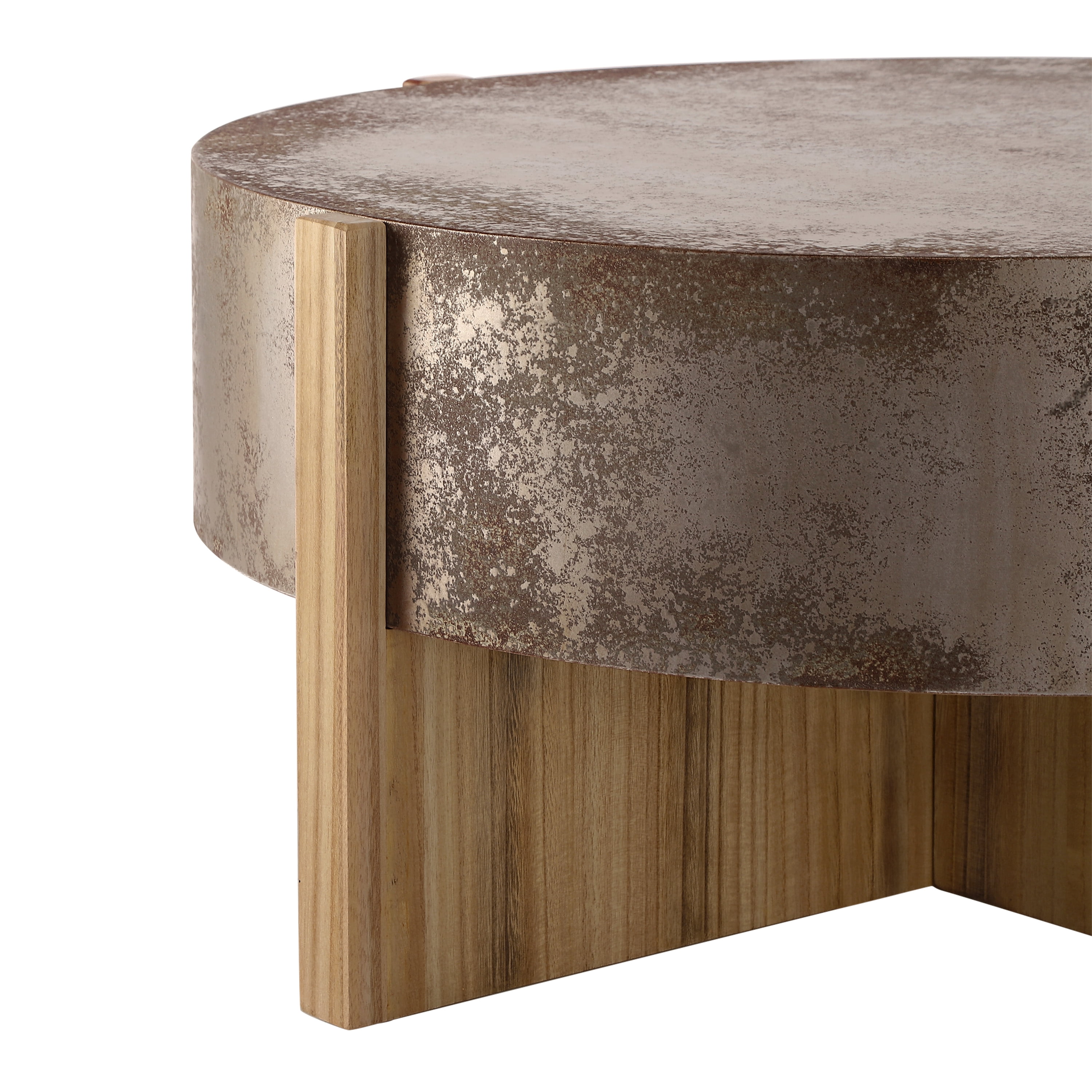 Euroco Round Coffee Table, 31.3" Modern Accent Tea Table with Burnt Wood Legs, Circle Center Table for Living Room,Easy Assembly, Natural