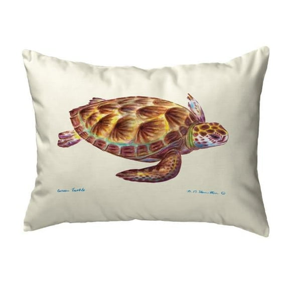 Betsy Drake KS044 11 x 14 in. Green Sea Turtle Small No-Cord Pillow