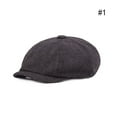 thumbnail image 3 of Gentlemen Men Flat Cap Gray herringbone Bakerboy Newsboy O6V4, 3 of 9