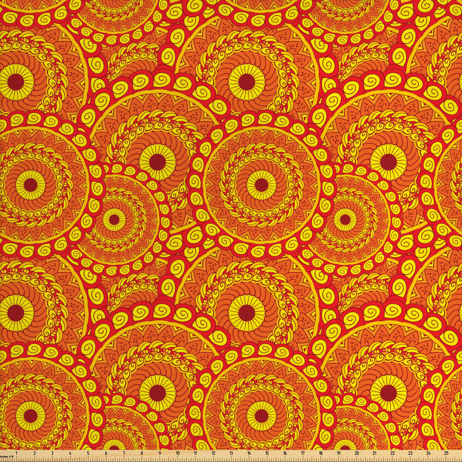 Mandala Fabric by The Yard, Spiral Swirling Arrangements Middle Eastern