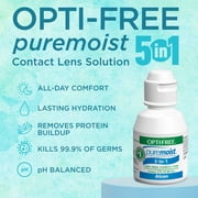 (2 pack) OPTI-FREE Puremoist All Day Comfort Contact Lens Cleaning Solution Trial Kit for Daily Use, 2 fl oz