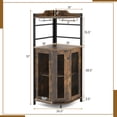 thumbnail image 3 of Costway Corner Bar Cabinet Industrial Liquor Wine Cabinet with Glass Holder & Mesh Doors Rustic Brown, 3 of 10