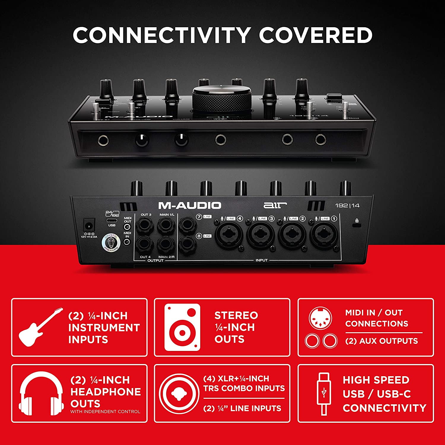 M-Audio AIR 192x14 - USB Audio Interface for Studio Recording with 8 In and  4 Out, MIDI Connectivity, and Software from MPC Beats and Ableton Live