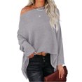 thumbnail image 1 of Suéter De Punto Batwing Manga Larga Un Hombro Color Puro Tops Casuales De Moda para Mujer Gris XL, 1 of 5