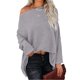 thumbnail image 1 of Suéter De Punto Batwing Manga Larga Un Hombro Color Puro Tops Casuales De Moda Para Mujer Gris S, 1 of 5