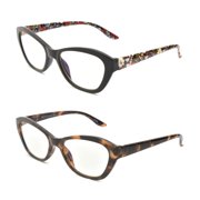 Rachel Rachel Roy 2 Pack Blue Light Reading Glasses, Black Floral/Tortoise, +1.50