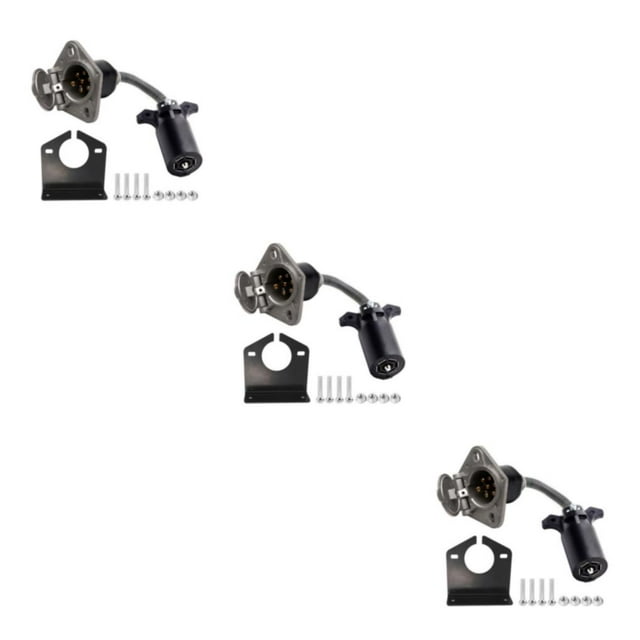 maskred Effortlessly Convert 7 Flat Pin Into 7 Circular Pin Trailer Connector Adapter 3Set