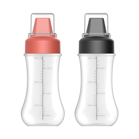 UPKOCH 2Pack Sauces Squeeze Bottles with Scale Design for Households Black PE