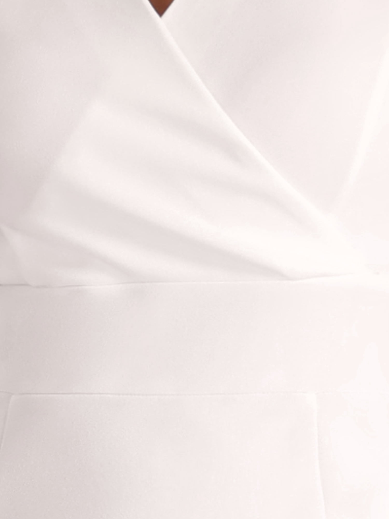 DARING DIVA Pencil Sleeveless Wrap V Neck Belted Office Dresses XS White