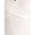 thumbnail image 6 of INSPIRE CHIC Women's Sheath Dress Sleeveless V Neck Wear-to-Work Belt Pencil Dresses L White, 6 of 7
