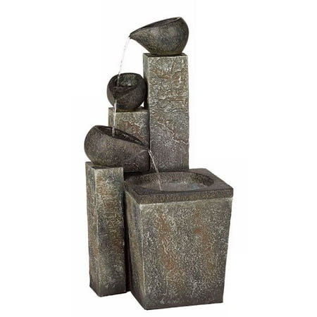 John Timberland Asian Zen Outdoor Floor Water Fountain With Light Led 39 High Cascading For Yard Garden Patio Deck Home