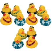 Kicko Luau Rubber Duckies - 2 Inch Assorted Vinyl Hawaiin and Tropical Duckies - for Party Favors, 12 Pack