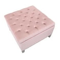 thumbnail image 4 of Costaelm Hank Square 29.5" Velvet Tufted Storage Ottoman, Pink, 4 of 10