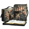 thumbnail image 3 of ZUXONGSY Retro Deer American Flag Print Bible Cover Case for Men Women Faux Leather Bible Bag Stylish Bible Case with Detachable Strap & Carrying Handle Lightweight Bible Tote Bag, L, 3 of 7