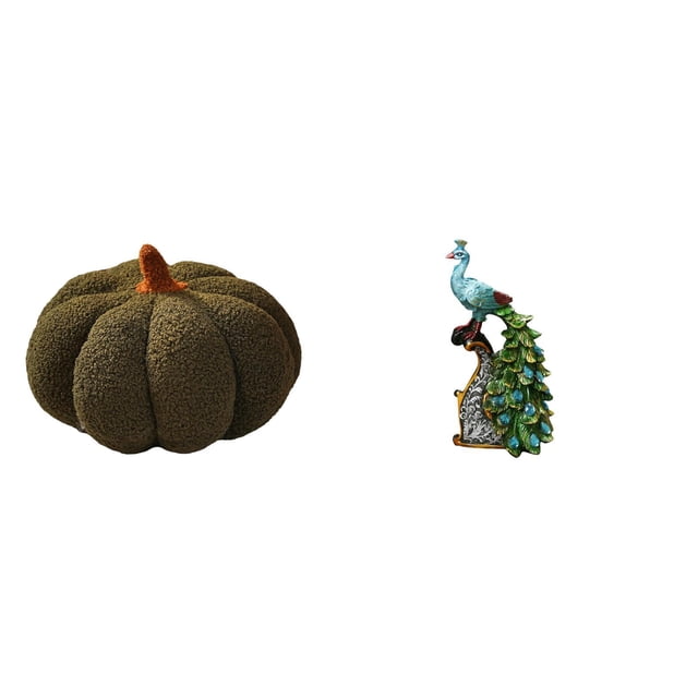 Cojines De Calabaza De Halloween, Cojines Decorativos De Felpa Para Sofá Y Estatua De Pavo Real, Colección De Esculturas De Animales, Elegante Adorno De Mesa Para Dormitorio, Oficina, Sala De