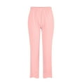 thumbnail image 3 of Mrat Women's Cotton Linen Capris Casual Capris Pants Solid Cropped Comfy Baggy Trousers with Pockets Loose Pants S-20 Pink-A S, 3 of 4