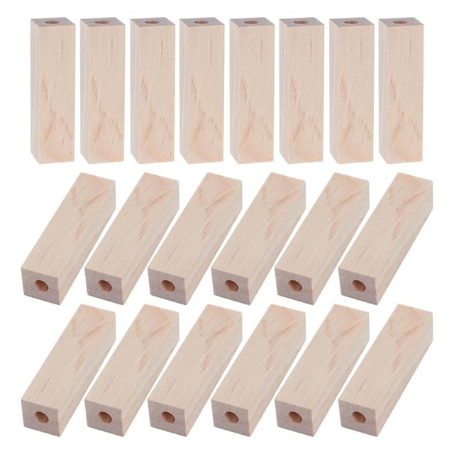 20 Piezas de Bolígrafos Cortos Pretaladrados con Orificios de 7 mm. Bolígrafos Rectangulares de Madera Pretaladrados para Torneado.