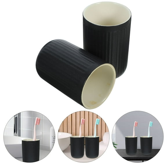 AURARMLET Reusable Ceramic Bathroom Tumblers for Toothbrushes and Mouthwash 2Pcs