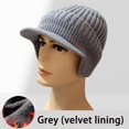 thumbnail image 3 of ievspot Men Winter Knitted Hat with Short Brim Thick Ear Protection Grandpa Elastic Outdoor Cap Outdoor School Commuting, 3 of 8