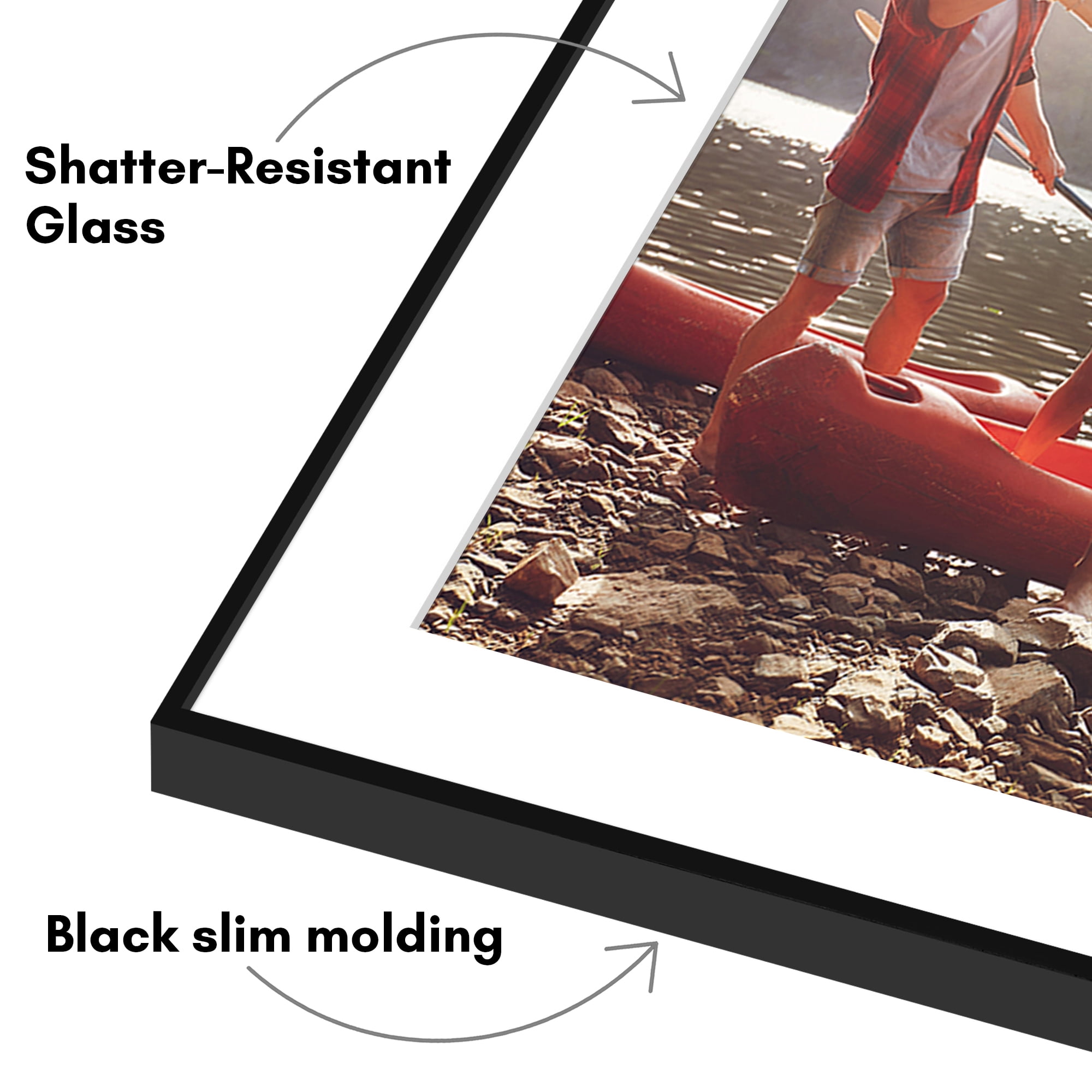 Americanflat 5x7 Front Loading Picture Frame with Shatter-Resistant Glass with 4x6 Mat 6 Pack Photo - Black