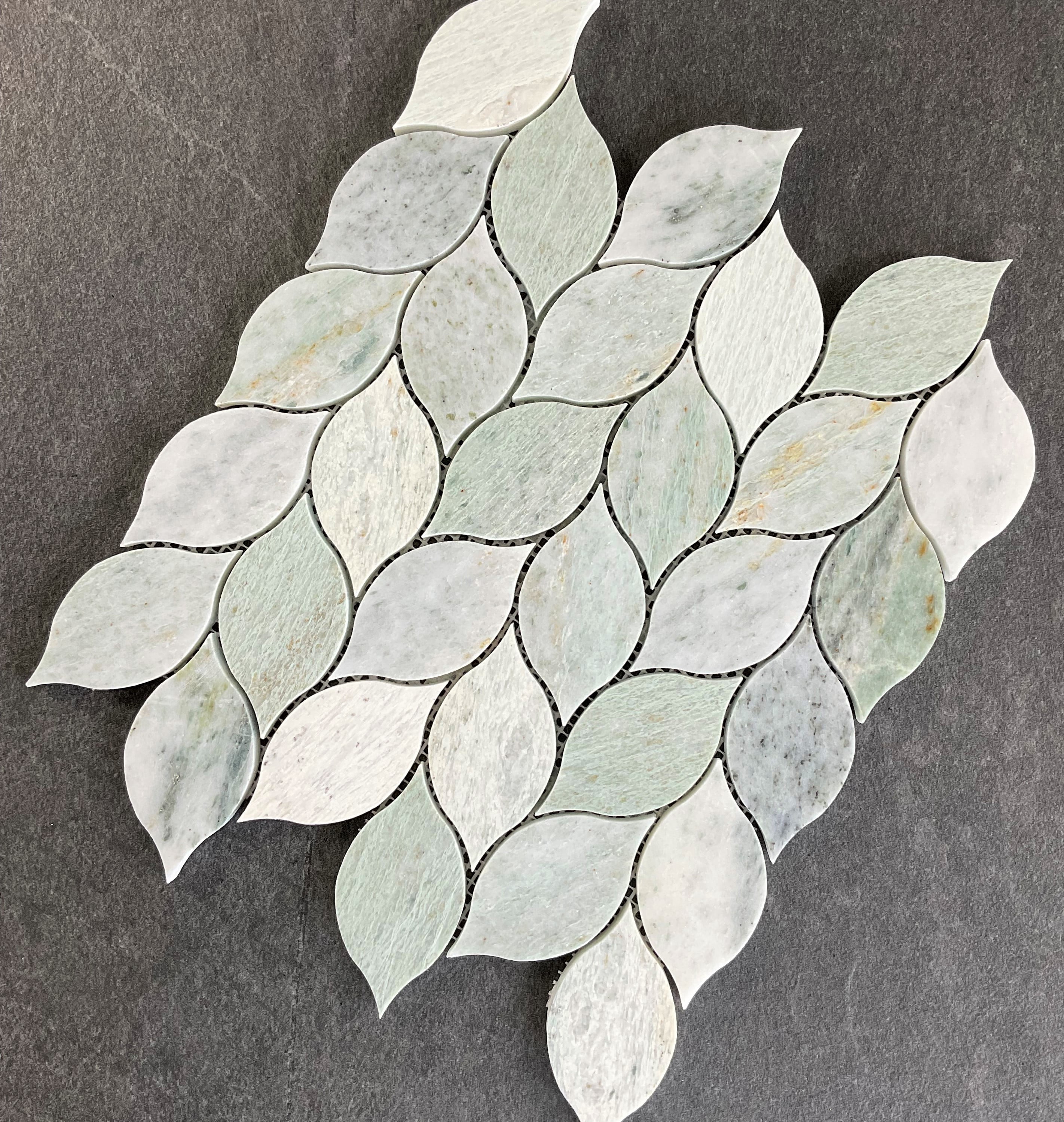10-Sheet of Ming Green Marble Leaf Pattern Wall & Floor Mosaic Tiles