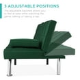 thumbnail image 3 of Best Choice Products Modern Linen Convertible Futon Sofa Bed w/ Removable Armrests, Metal Legs, Cupholders - Dark Green, 3 of 8