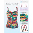 thumbnail image 4 of RELLECIGA Women's Twist Ruched Bandeau Tankini Top Black Tube Top Swimsuit Molded Cups Tummy Control Sexy Bathing Suits Top Only, 4 of 9