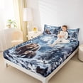 thumbnail image 4 of Homewish Jungle Animal Bear Full Size Sheets,Winter Snow Pine Bed Sheets,White Green Brown Sheet Sets For Boys Kids,Luxury Bedroom Decor,4 Pieces, 4 of 7