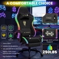 thumbnail image 3 of SOONTRANS Gaming Chair with Lights, RGB LED Ergonomic Computer Chair for Adults, High Back Gamer Chair with Footrest and Massage, Fabric Reclining Video Game Chair Swivel for Office Home Chair,Black, 3 of 11